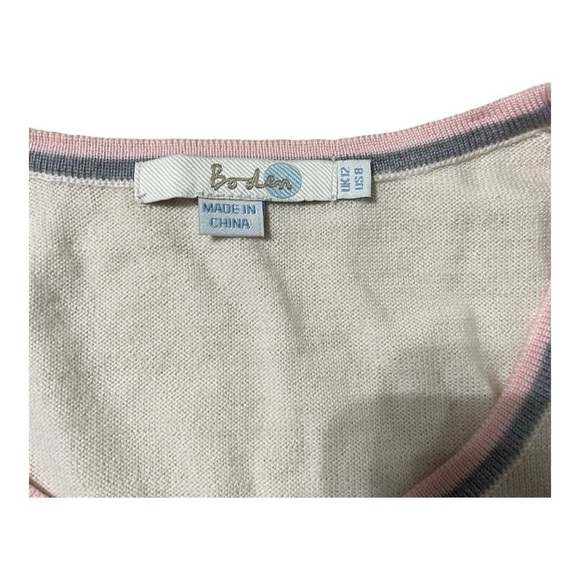 Boden Wool Sweater Womens Short Sleeve Pink Gray Minimalist Classic Top US 8 - Picture 7 of 14